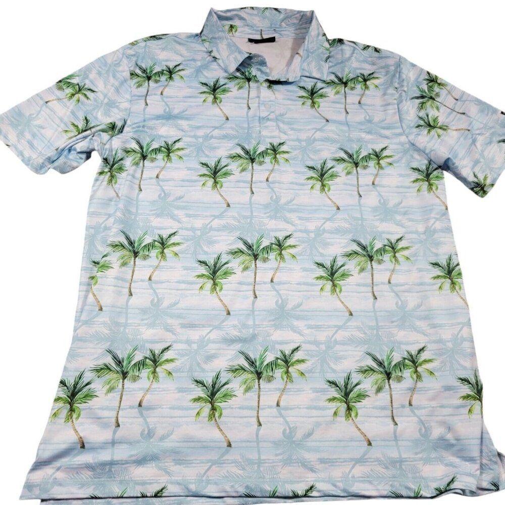 Yatta Golf Polo Shirt Mens 2XL Beach Palm Trees Colorful Short Sleeve